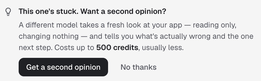 The offer in the chat: "This one's stuck. Want a second opinion?" with the price and two buttons.